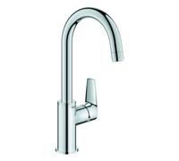 Grohe BauEdge Mitigeur monocommandé pour lavabo, L-Size, saillie 140mm, vidage Push-Open, orientable, 23911001, 23911001