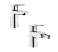 Grohe Bauedge Set Miscelatori Rubinetto Monocomando StarLight Cromo in Metallo per Lavabo e Bidet
