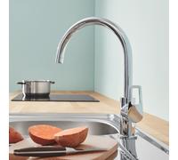 Grohe BauLoop rubinetto da cucina, orientabile, 31368001, BauLoop cromo []