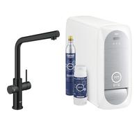 Grohe Blue Home Kit + rubinetto con beccuccio a L, orientabile, con filtro e funzione frizzante, silenzioso, frizzante, rubinetto con acqua frizzante e acqua filtrata, resistente alla pressione,