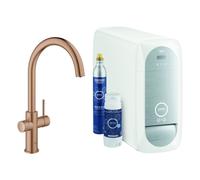 Grohe Blue Home - Miscelatore da lavello con dispositivo di filtraggio e refrigerazione, Warm Sunset spazzolato 31455DL1