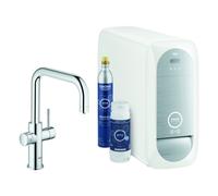 Grohe Blue Home Mitigeur monocommandé pour évier Starter Kit, portée 223mm, bec en U, avec fonction filtre et refroidissement, 31456001, 31456001, Colorazione: cromo