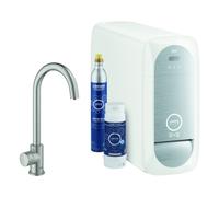 Grohe Blue Home Mono C-spout Starter Kit Mono robinet avec fonction de filtre, avec radiateur et WIFI, 31498DC1, 31498DC1, Colorazione: super acciaio