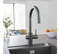 Grohe Blue Home rubinetto da cucina con SodaSystem e sistema di filtraggio, estraibile, orientabile, 31541KS0, Blue Home nero vellutato [Rubinetteria da Cucina > Rubinetti da Cucina con Trattamento de