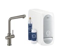 Grohe Blue Home rubinetto da cucina con SodaSystem e sistema di filtraggio, orientabile, 31454AL1, Blue Home hard graphite spazzolato [Rubinetteria da Cucina > Rubinetti da Cucina con Trattamento dell