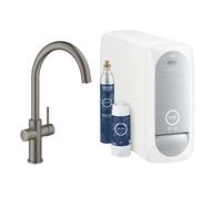 Grohe Blue Home rubinetto da cucina con SodaSystem e sistema di filtraggio, orientabile, 31455AL1, Blue Home hard graphite spazzolato [Rubinetteria da Cucina > Rubinetti da Cucina con Trattamento dell