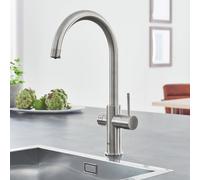 Grohe Blue Home rubinetto da cucina con SodaSystem e sistema di filtraggio, orientabile, 31455DC1, Blue Home supersteel [Rubinetteria da Cucina > Rubinetti da Cucina con Trattamento dell’Acqua]