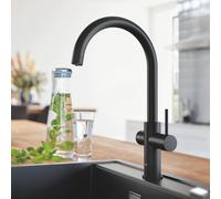 Grohe Blue Home rubinetto da cucina con SodaSystem e sistema di filtraggio, orientabile, 31455KS1, Blue Home nero vellutato [Rubinetteria da Cucina > Rubinetti da Cucina con Trattamento dell’Acqua]