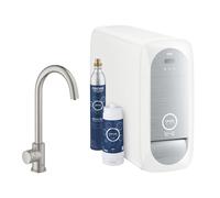 Grohe Blue Home rubinetto da cucina Mono con SodaSystem e sistema di filtraggio, orientabile, 31498DC1, Mono Blue Home supersteel [Rubinetteria da Cucina > Rubinetti da Cucina con Trattamento dell’Acq