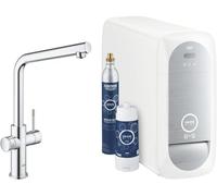 GROHE Blue Home Starter Kit con Rubinetto Filtro Acqua, Bocca L, Acqua Filtrata Refrigerata e Frizzante, WiFi e Bluetooth, Cromo, 31454001