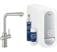 Bocchetta Grohe Blue Home a L Starter Kit 31539 Miscelatore monocomando per lavello con funzione di filtro, con refrigeratore e WIFI, beccuccio per mousseur, colorazione: super acciaio