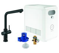 GROHE Blue Professional Mitigeur monocommandé pour évier Set, portée 221mm, bec en L, avec fonction filtre et refroidissement, 31347KS3, 31347KS3, Colorazione: nero veluto