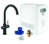 GROHE Blue Professional Mitigeur monocommandé pour évier Set, portée 224mm, bec C, avec fonction filtre et refroidissement, 31323KS2, 31323KS2, Colorazione: nero veluto