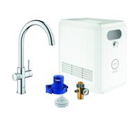 GROHE Blue Professional Mitigeur monocommandé pour évier Set, portée 224mm, bec C, avec fonction filtre et refroidissement, 31323002, 31323002, Colorazione: cromo