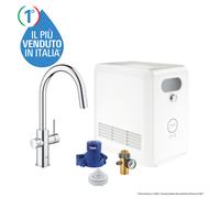GROHE Blue Professional Mitigeur monocommandé pour évier Set, portée 219mm, bec C, avec fonction filtre et refroidissement, extractible, 31325002, 31325002, Colorazione: cromo