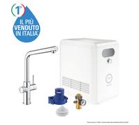 GROHE Blue Professional Mitigeur monocommandé pour évier Set, portée 221mm, bec en L, avec fonction filtre et refroidissement, 31347003, 31347003, Colorazione: cromo