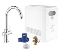 GROHE Blue Professional Starter Kit con Rubinetto Filtro Acqua, Bocca C, Acqua Filtrata Refrigerata e Frizzante, WiFi e Bluetooth, Cromo, 31323002