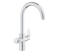 GROHE Blue Pure BauCurve - Rubinetto per filtro dell'acqua a 3 vie (beccuccio a C alto, area girevole 150°, maniglia filtro dedicato, cartuccia in ceramica da 28 mm, code da 3/8", necessita di un