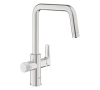 GROHE Blue Pure Eurosmart - Rubinetto per filtro dell'acqua a 3 vie (beccuccio a U alto, area girevole 150°, maniglia filtro dedicato, cartuccia in ceramica da 28 mm, code da 3/8", necessita di un