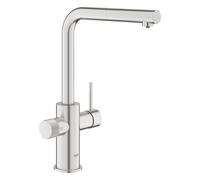 GROHE Blue Pure Minta - Rubinetto per filtro dell'acqua estraibile a 3 vie (L-beccuccio, area girevole a 360°, maniglia filtro dedicata, cartuccia ceramica da 28 mm, code da 3/8", necessita di un set