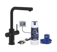 Grohe Blue Pure Minta rubinetto per lavello cucina, doccetta estraibile,con filtro 5 fasi taglia S e contalitri, nero ultra opaco