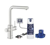 Rubinetto Cucina Grohe Blue Pure Minta Cromo Spazzolato Bocca a L con Doccetta E