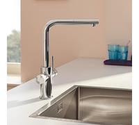 Grohe Blue Pure rubinetto da cucina, per sistema di filtraggio, estraibile, orientabile, 30601000, Blue Pure cromo [Rubinetteria da Cucina > Rubinetti da Cucina con Trattamento dell’Acqua]
