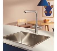 Grohe Blue Pure rubinetto da cucina, per sistema di filtraggio, estraibile, orientabile, 30601DC0, Blue Pure supersteel [Rubinetteria da Cucina > Rubinetti da Cucina con Trattamento dell’Acqua]