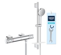 GROHE Bundle Vitalio Joy+ 120 Set Saliscendi Doccia, antiscottatura e a risparmio idrico, Chrome, 1348660000 + GROHE QUICKFIX, Precision Feel, Miscelatore termostatico per doccia, Cromo, 34790000