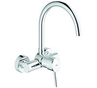 GROHE Concetto Mitigeur monocommandé pour évier, bec tube orientable, montage mural, chrome, 32667001, 32667001