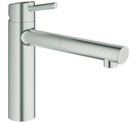 GROHE Concetto Mitigeur monocommandé pour évier, saillie 202mm, hauteur moyenne, extractible, orientable, 31129DC1, 31129DC1, Colorazione: super acciaio