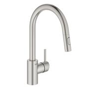 GROHE Concetto Mitigeur monocommandé pour évier, saillie 223mm, haut, extractible, pivotant, Easy Docking, 31483DC2, 31483DC2, Colorazione: super acciaio