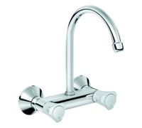 GROHE Costa Mitigeur d?évier à deux poignées, saillie 182mm, bec courbe, orientable, 31191001, 31191001