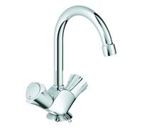 GROHE Costa Mitigeur monocommandé pour lavabos, saillie 137mm, orientable, deux poignées, chaînette escamotable, 21337001, 21337001