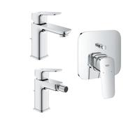 Grohe Cubeo Set 3 Miscelatori Rubinetto per Lavabo Bidet e Doccia Cromo