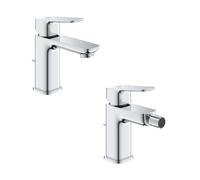 Grohe Cubeo Set Miscelatore Rubinetto Monocomando StarLight Cromo in Metallo per Lavabo e Bidet