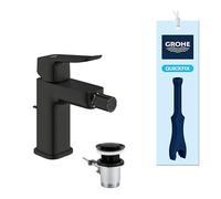 GROHE Dice Rubinetto miscelatore per bidet con piletta click-clack (S-Size 151 mm, snodo a sfera, cartuccia ceramica 28 mm, risparmio idrico, facile da installare), nero opaco, 1018772430