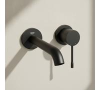 Grohe Essence 2-Loch-Waschtischbatterie, Wandmontage, Ausladung 183 mm, Fertigmontageset für 23571, Phantom Black (29192KF1)