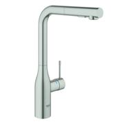GROHE Essence Mitigeur monocommandé pour évier, saillie 204mm, bec haut, extractible, douchette Dual, orientable, 30504DC0, 30504DC0, Colorazione: super acciaio
