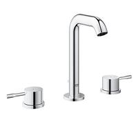 GROHE Essence New Batteria a 3 Fori per Lavabo, Taglia M, leva in metallo, cartuccia a dischi ceramici, Cromo 20296001