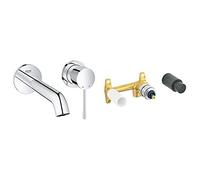 Grohe Essence New Miscelatore per Lavabo a 2 Fori, Taglia S, Cromo, S 19408001 + GROHE Corpo Incasso per Miscelatore Lavabo A Parete (cod. 19342), 0 W 32635000