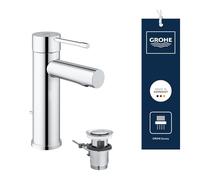Grohe Miscelatore Monocomando per Lavabo, Ecojoy, Cromo, con Scarico a Saltarello, Bocca Fissa, SilkMove 32898001