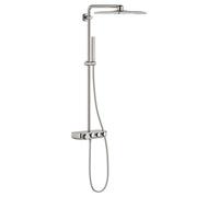 GROHE Euphoria 26508DC0 Smartcontrol 310 Cube Duo - Sistema doccia con batteria termostatica (risparmio idrico, blocco di sicurezza a 38 °C, protezione dalle scottature, incluso ripiano doccia
