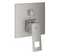 GROHE Eurocube 24094DC0 - Miscelatore monocomando (conversione a 3 vie, kit di montaggio per Rapido SmartBox, superficie durevole), super steel, quadrato