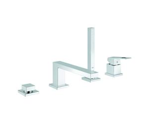Grohe Eurocube combiné de bain 4 trous à une main, saillie 220mm, avec ensemble de douche, montage sur bord de baignoire, 19897001, 19897001, Colorazione: cromo