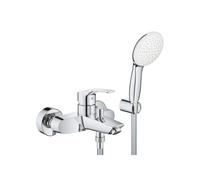 Grohe Eurosmart Set Miscelatore Monocomando Cromo Metallo Vasca Doccia + Manopola + Supporto a Parete + Flessibile - 25276003