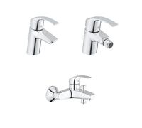 Grohe Eurosmart Set Miscelatori Rubinetto Monocomando Cromo in Metallo per Lavabo Bidet e Vasca