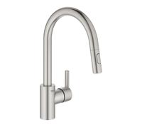 Grohe Feel Mitigeur monocommandé pour évier, saillie 223mm, orientable, douchettes extractibles, 31486DC1, 31486DC1, Colorazione: super acciaio