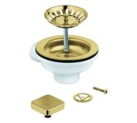 GROHE Garniture d'écoulement excentrique, pour éviers de cuisine avec 1 bassin, avec cadre, grilles carrées, 40400GN0, 40400GN0, Colorazione: fresco sorgere del sole spazzolato
