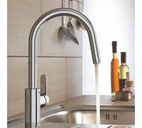 Grohe Get rubinetto da cucina, estraibile, orientabile, 31484001, Get cromo [Rubinetti da Cucina]